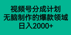 视频号分成计划,轻松无脑制作的爆款领域,日入2000+-优优云创网