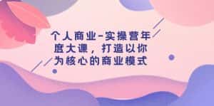 个人商业-实操营年度大课,打造以你为核心的商业模式(29节课)-优优云创网