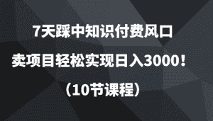 7天踩中知识付费风口,卖项目轻松实现日入3000!(10节课程)-优优云创网