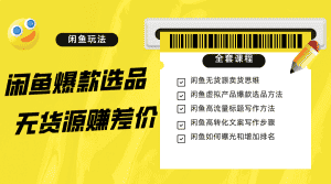 闲鱼无货源赚差价进阶玩法，爆款选品，资源寻找，引流变现全套教程（11节课）-优优云创网