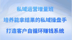 私域运营增量班 培养能拿结果的私域操盘手,打造客户自循环赚钱系统-优优云创网