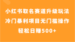 小红书取名赛道升级玩法，冷门暴利项目无门槛操作，轻松日赚500+-优优云创网