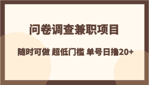 问卷调查兼职项目,随时可做 超低门槛 单号日撸20+-优优云创网
