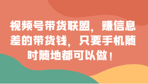 视频号带货联盟，赚信息差的带货钱，只需手机随时随地都可以做！-优优云创网