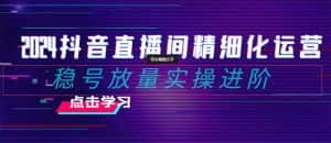 2024抖音直播间精细化运营:稳号放量实操进阶 选品/排品/起号/随心推/千川付费投放-优优云创网