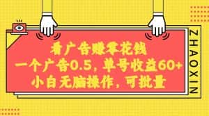 无脑看广告获取收益,一条广告0.5,日稳定60-100+,可批量放大,超级稳定。-优优云创网
