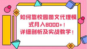 如何靠校园图文代理模式月入8000+!详细剖析及实战教学!-优优云创网