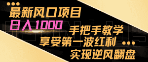 最新风口项目，日入1000，手把手教学，享受第一波红利，实现逆风翻盘-优优云创网