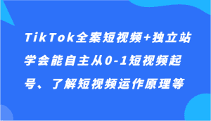 TikTok全案短视频+独立站,学会能自主从0-1短视频起号、了解短视频运作原理等-优优云创网