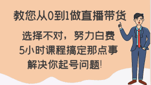 教您从0到1做直播带货,选择不对,努力白费,5小时课程搞定那点事,解决你起号问题!-优优云创网