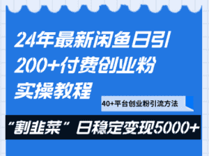 24年最新闲鱼日引200+付费创业粉,割韭菜每天5000+收益实操教程!-优优云创网