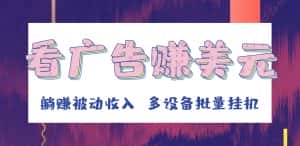 挂机看广告赚美元，可多设备批量挂机，躺赚被动收入-优优云创网