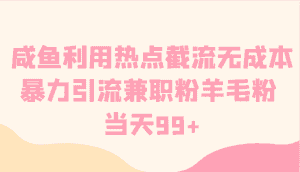 咸鱼利用热点截流无成本暴力引流兼职粉羊毛粉 当天99+-优优云创网