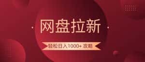网盘拉新轻松日入1000+攻略,很多人每天日入几千,都在闷声发财!-优优云创网
