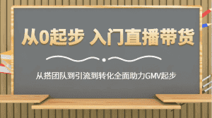 从0起步 入门直播带货 从搭团队到引流到转化全面助力GMV起步-优优云创网