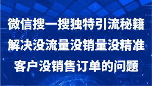 微信搜一搜暴力引流,解决没流量没销量没精准客户没销售订单的问题-优优云创网