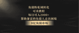负债粉私域转化,可卖教程,每日可入2000+,无需经验-优优云创网