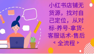 小红书店铺无货源课程，找对自己定位，从对标-养号-拿货-客服话术-售后全流程-优优云创网