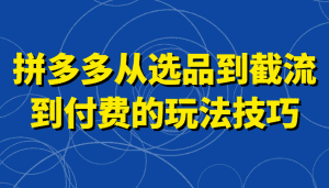 拼多多从选品到截流到付费的玩法技巧,助你掌握截流自然流量,高投产,强付费快速启动-优优云创网