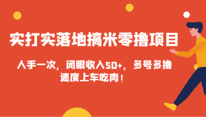 实打实落地搞米零撸项目，人手一次，闭眼收入50+，多号多撸，速度上车吃肉！-优优云创网