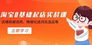 淘宝0基础起店实操课，店铺规避违规，精细化选词及选品等-优优云创网