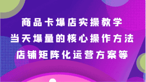 商品卡爆店实操教学,基础到进阶保姆式讲解、当天爆量核心方法、店铺矩阵化运营方案等-优优云创网