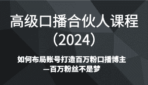 高级口播合伙人课程(2024)如何布局账号打造百万粉口播博主—百万粉丝不是梦-优优云创网