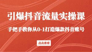 引爆抖音流量实操课，手把手教你从0-1打造爆款抖音账号（27节课）-优优云创网