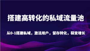 搭建高转化的私域流量池 从0-1搭建私域，激活用户，留存转化，裂变增长（20节课）-优优云创网