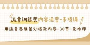 流量训练营之内容运营专项课,用流量思维策划爆款内容(30节课)-优优云创网