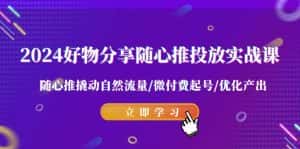 2024好物分享随心推投放实战课 随心推撬动自然流量/微付费起号/优化产出-优优云创网
