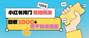 小红书冷门 竞拍玩法 日收1000+ 不耽误引流 可以做店铺 可以做私域-优优云创网