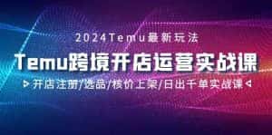 2024Temu跨境开店运营实战课，开店注册/选品/核价上架/日出千单实战课-优优云创网