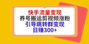 （4007期）快手流量变现，养号搬运剪视频涨粉，引导跳转群变现日赚300+-优优云创网