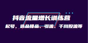 (4022期)月销1.6亿实操团队·抖音流量增长训练营:起号、选品排品、引流 千川投流等-优优云创网