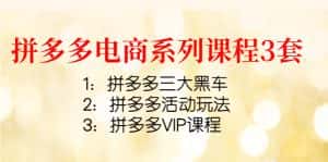 (4087期)拼多多电商系列课程3套:拼多多三大黑车+拼多多活动玩法+拼多多VIP课程-优优云创网