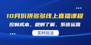 (4140期)某收费10月份拼多多线上直播课: 控制成本、规则了解、系统运营。实时玩法-优优云创网
