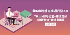 (4157期)Tiktok跨境电商通行证2.0,Tiktok账号运营+跨境支付+跨境物流+跨境直播等-优优云创网