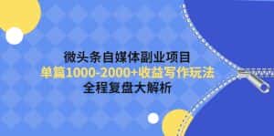 (4235期)微头条自媒体副业项目,单篇1000-2000+收益写作玩法,全程复盘大解析!-优优云创网