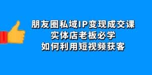 (4436期)朋友圈私域IP变现成交课:实体店老板必学,如何利用短视频获客-优优云创网
