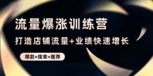 （4487期）流量爆涨训练营：打造店铺流量+业绩快速增长 (爆款+搜索+推荐)-优优云创网
