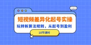 (4490期)短视频差异化起号实操,玩转新算法规则,从起号到盈利(18节课时)-优优云创网