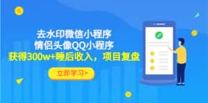 (4536期)利用去水印微信小程序+情侣头像QQ小程序,获得300w+睡后收入,项目复盘-优优云创网