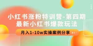 (4321期)小红书涨粉特训营-第四期:最新小红书爆款玩法,月入1-10w实操案例分享-优优云创网
