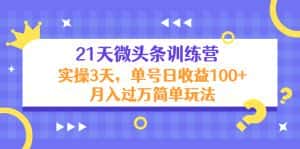 （4324期）21天微头条训练营，实操3天，单号日收益100+月入过万简单玩法-优优云创网