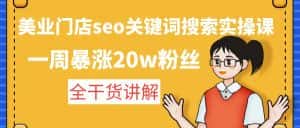 （4719期）美业门店seo关键词搜索实操课：一周暴涨20w粉丝，全干货讲解-优优云创网