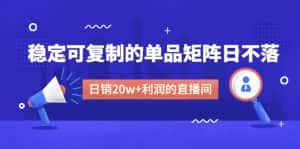 (4770期)某电商线下课程,稳定可复制的单品矩阵日不落,做一个日销20w+利润的直播间-优优云创网