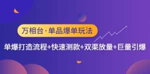 (4781期)万相台·单品爆单玩法,单爆打造流程+快速测款+双渠放量+巨量引爆-优优云创网