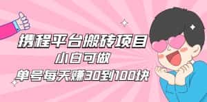 (4801期)2023携程平台搬砖项目,小白可做,单号每天赚30到100块钱还是很容易的-优优云创网