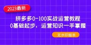 （4835期）2023拼多多0-100实战运营教程，0基础起步，运营知识一手掌握（无水印）-优优云创网